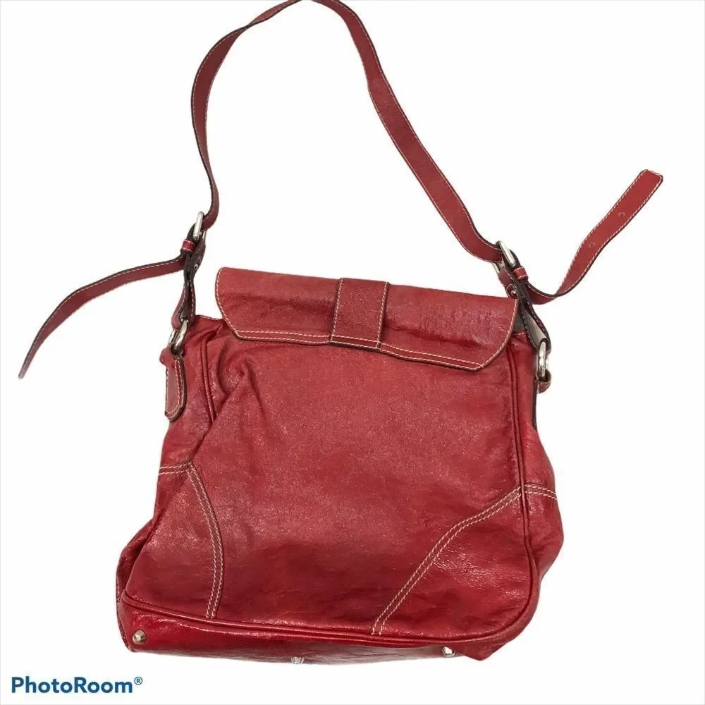 Abro Large Red Leather Italian Made Bag‎ Purse Tote
